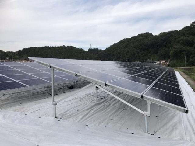 尾道市において太陽光発電システム野立設置工事を行いました！　79.2Kwh設備です！