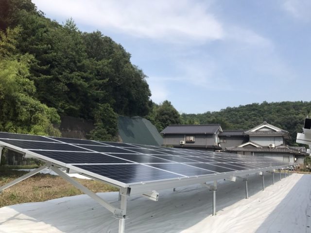 79.2Kwhの設備　神辺町にて太陽光発電システム野立設置工事を行いました。